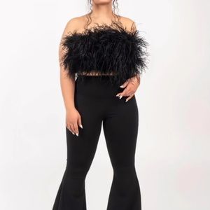 Black feather tube top